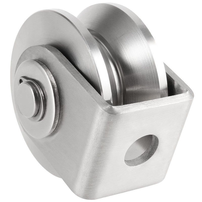 PINGEUI 2 Pack 3 Inch Stainless Steel V Groove Wheel  V Groove Caster with Bracket for Sliding Gate  Rolling Gate  Inverted Track  Industrial Machines  882 lbs Capacity - Image 3